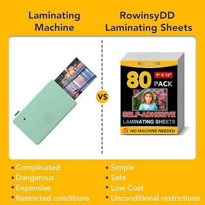 80 PCS Self-Adhesive Laminating Sheets, 9 x 12 Inches Clear Laminating Sheets - Image 4