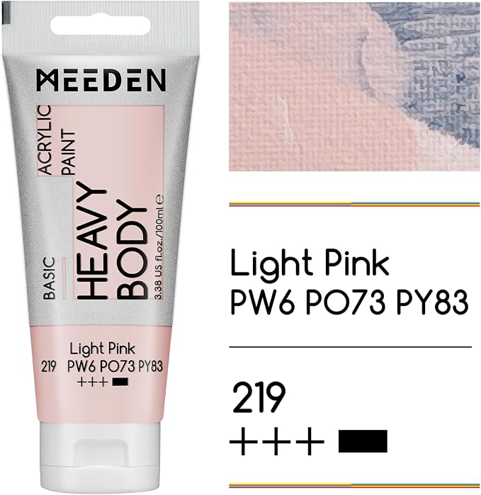 MEEDEN Acrylic Paint Light Pink: Bundled - 100ml/3.38oz x 2 Heavy Body Acrylic - Image 2