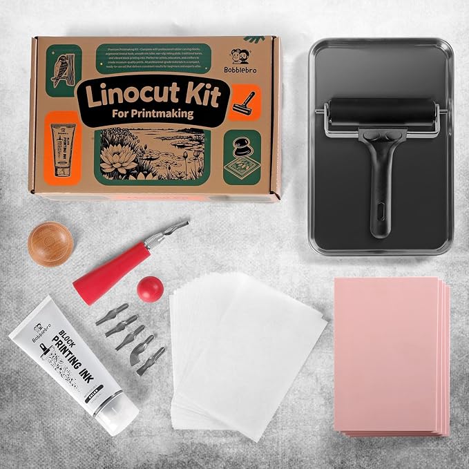 Linoleum Blocks for Printmaking, Stamp Carving Linocut Kit, Linocut Tools Block - Image 5