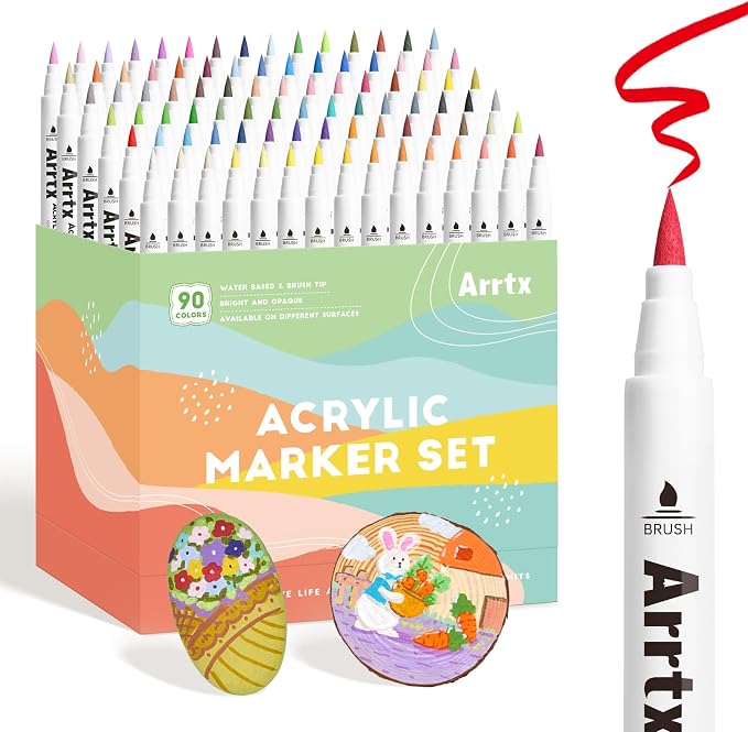 Arrtx 90 Colors Paint Markers Pens, Acrylic Paint Pens by Arrtx