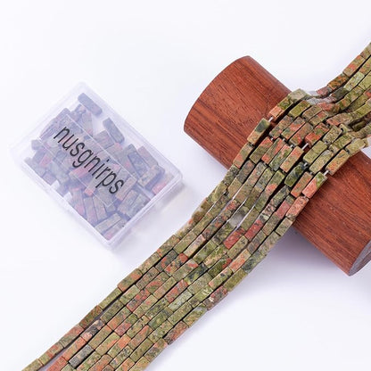 Natural Unakite Rectangle Tube Beads 4x13mm 38cm/str Loose Semi Gemstone Stone - Image 6