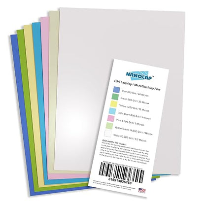 PSA Lapping Film, 7 Piece Pressure Sensitive Adhesive Polishing Paper, 8-1/2” x by Unknown