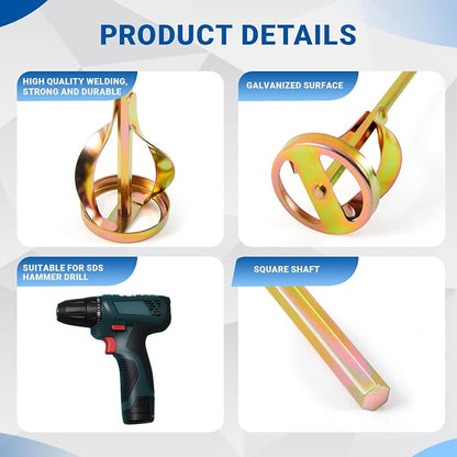 Set of 3 Paint Mixer for Drill Epoxy Resin, Cement Blades, Paint Stirrer - Image 3