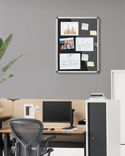 26"x20" Enclosed Bulletin Board, Lockable Weather-Resistant Aluminum Cork - Image 2