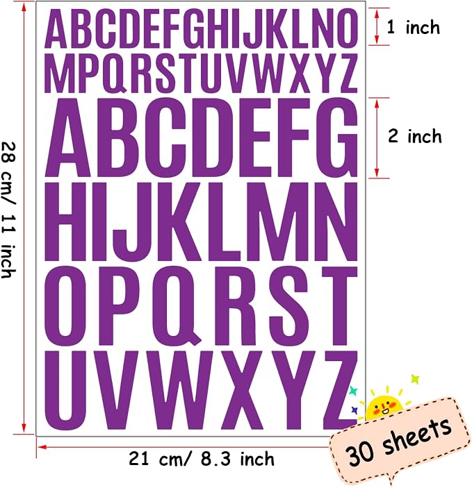 Bemeol Letter Stickers 1560 Pieces 30 Sheets Stick on Vinyl Letters Capital - Image 3