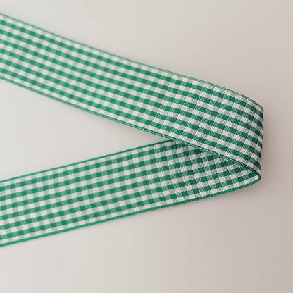 Green and White Woven Edge Plaid Ribbon 100% Polyester Gingham Ribbon 25 Yards - Image 8