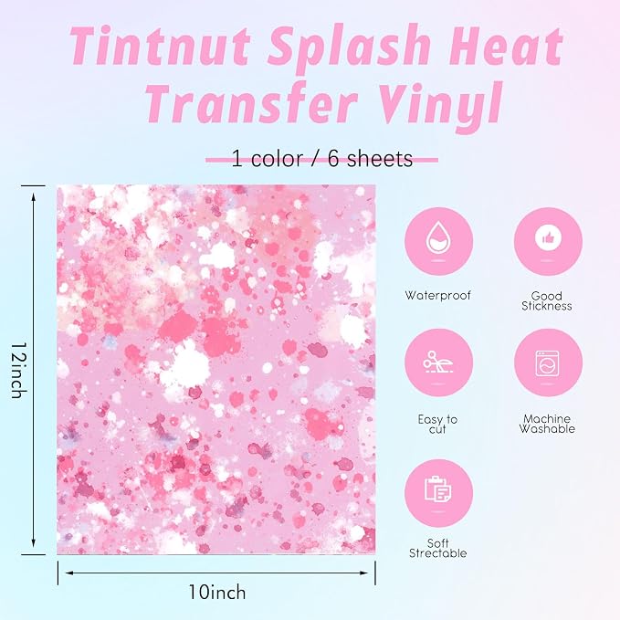 Tintnut Pink White Splash Heat Transfer Vinyl - Image 2