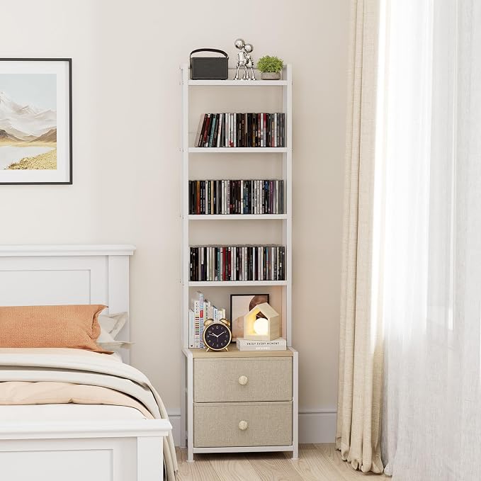 CD Storage Rack with Drawer, 5-Tier DVD Organizer Shelf w/Adjustable Book - Image 7