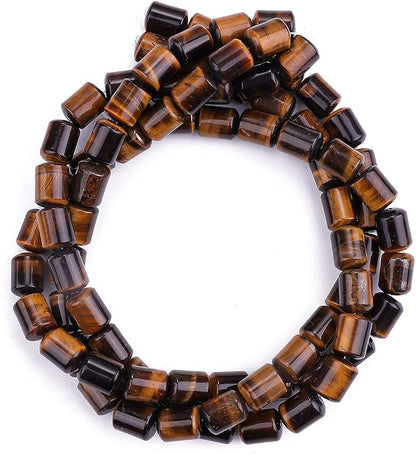 Natural Yellow Tiger Eye Cylinder Stone Loose Semi Gemstone Beads - Image 4