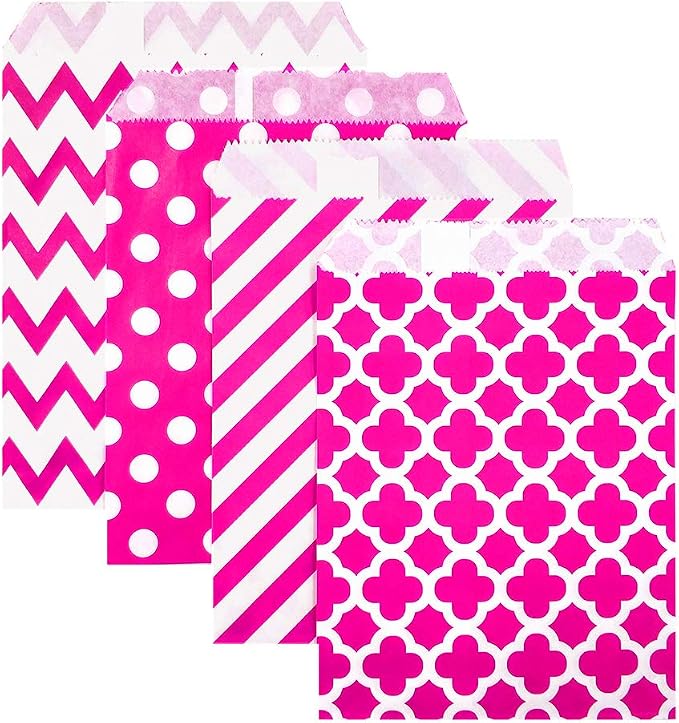 KEYYOOMY 200 Pcs Hot Pink Candy Buffet Bags by KEYYOOMY