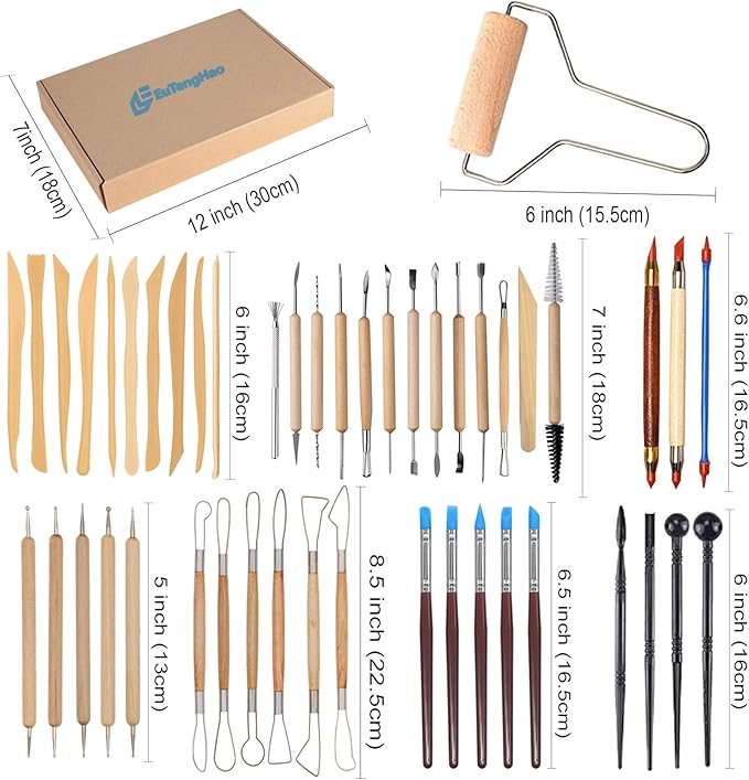 EuTengHao 61Pcs Ceramic Clay Tools Kit Pottery Tools Clay Sculpting Shapers - Image 4