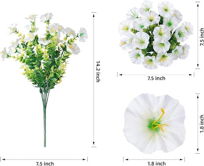 Artificial Flowers Fake Plants for Outdoors Decoration, 12 Bundles White Silk - Image 6