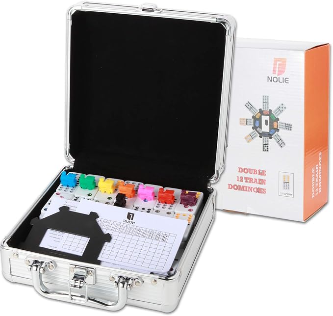 NOLIE Mexican Train Dominoes Game, Double 12 Dot Dominoes Set - Image 5
