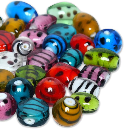 2/3 LB Bag of Assorted Glass Beads by Unknown