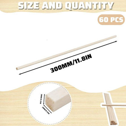 60Pcs Wood Square Dowel Rods 1/8 x 1/8 x 12 inch, Balsa Wood Squares - Image 2