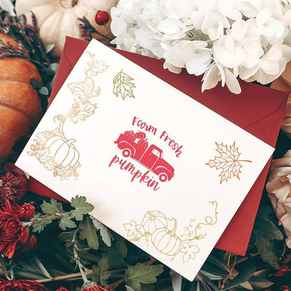 Whaline 5 Sheet Fall Thanksgiving Clear Stamps Autumn Leaves Pumpkin Gnome - Image 4