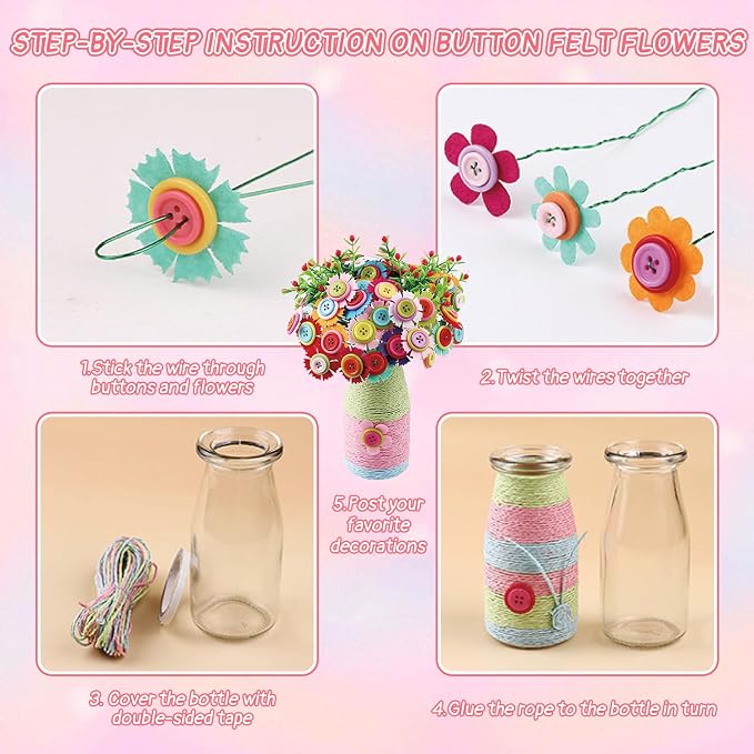 Mostop Crafts for Kids Ages 6-10, DIY Flower Bouquet Craft Kit - Image 4