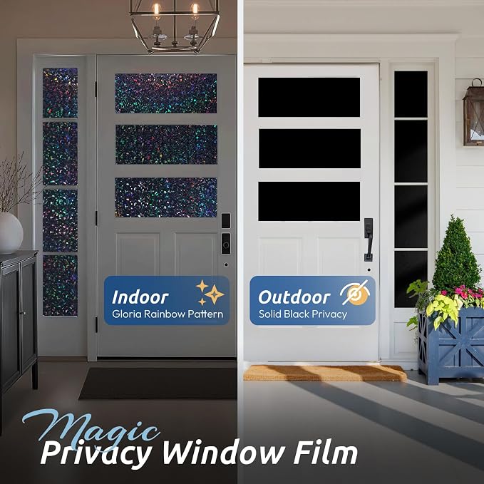 rabbitgoo Blackout Rainbow Window Privacy Film Decorative Stained Glass Diamond - Image 5