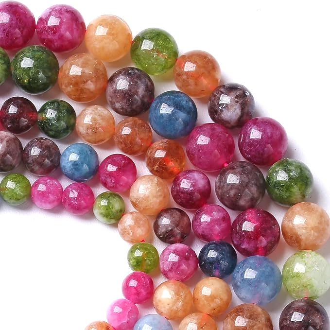 10MM Colorful Tourmaline Stone Beads Natural Gemstone Round Loose Beads - Image 3