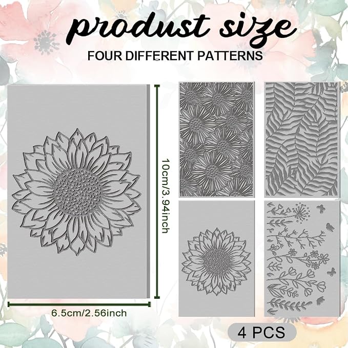 4PCS Polymer Clay Flowers Leaves Texture Sheets Set - Image 2