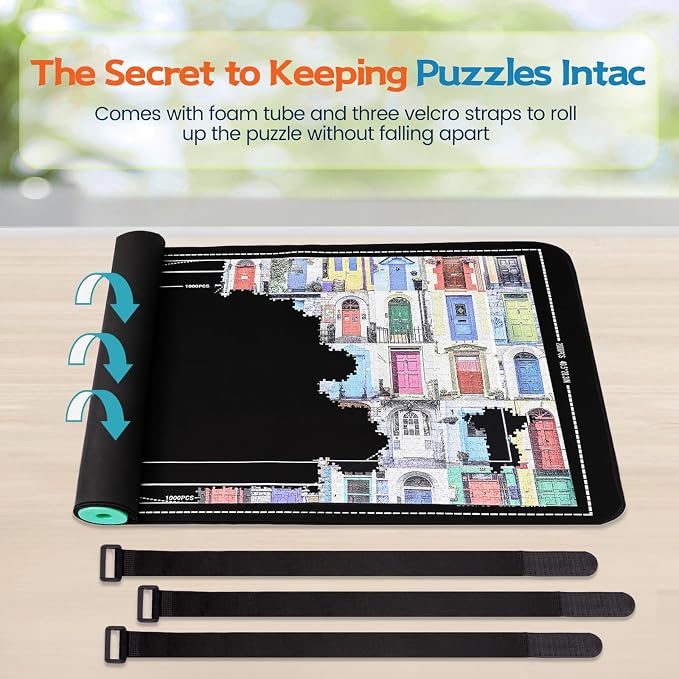 Jigsaw Puzzle Mat Roll Up, Portable Saver Pad 43” x 26” Up to 1500 Pieces - Image 4