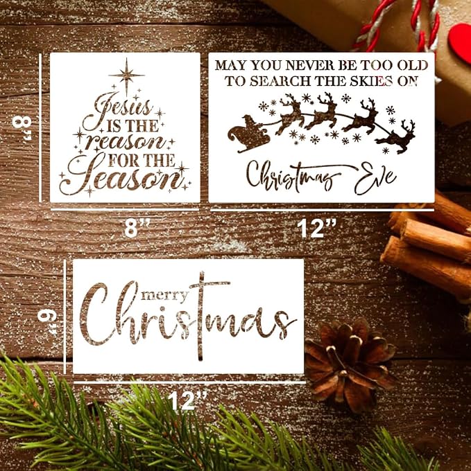 Christmas Stencils for Painting on Wood 12inch Large Christmas Stencil Xmas - Image 2