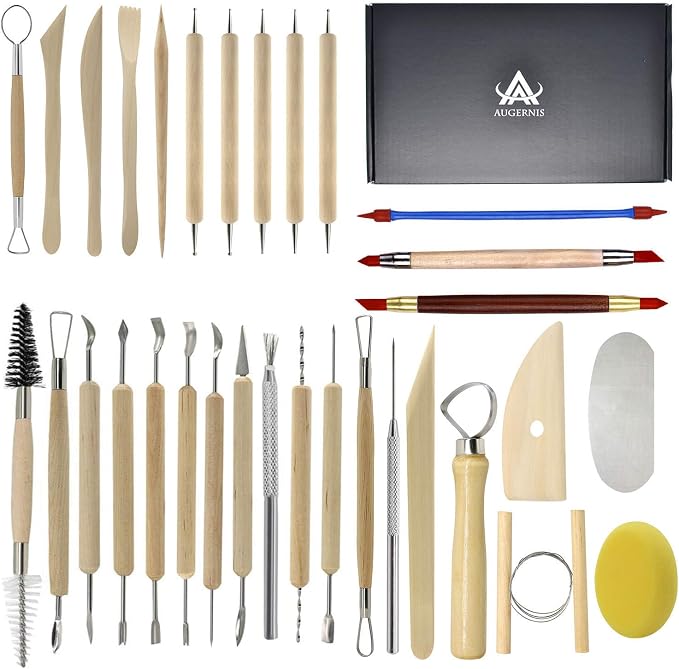 Pottery Sculpting Tools 32PCS Ceramic Clay Carving Tools Set by Augernis