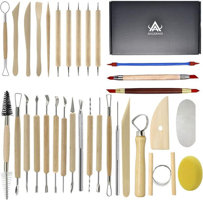 Pottery Sculpting Tools 32PCS Ceramic Clay Carving Tools Set by Augernis