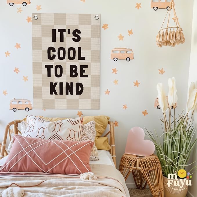 Kids Room Decor Linen Canvas Banner, It's Cool to Be Kind, Baby Nursery Decor - Image 7