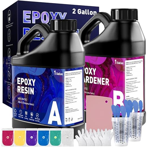 GRLELOU Epoxy Resin 2 Gallon Epoxy Resin Kit, Crystal Clear, No Yellowing by GRLELOU