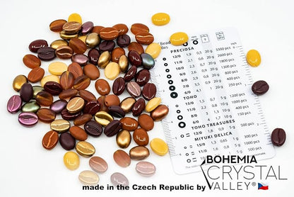 40+ Glass Coffee Bean Beads Czech Republic, 0.43 inch Mix - Image 2