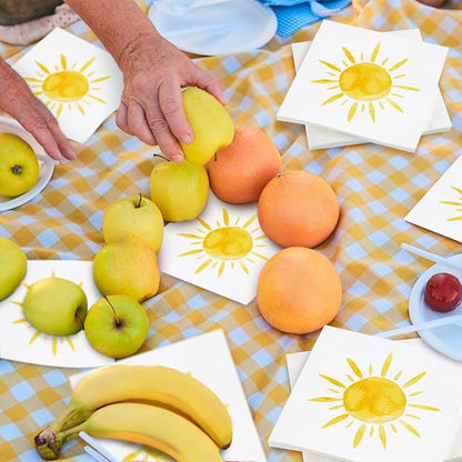 Aodaer 48 Pieces Disposable Sun Paper Napkins Sunshine Birthday Decorations Sun - Image 7