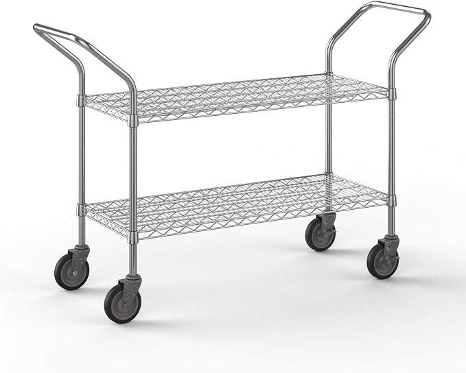 18" W x 42" L x 36" H Chrome Heavy Duty Utility Cart | 2-Tier | NSF Commercial by Regal+Altair