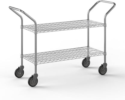18" W x 42" L x 36" H Chrome Heavy Duty Utility Cart | 2-Tier | NSF Commercial by Regal+Altair