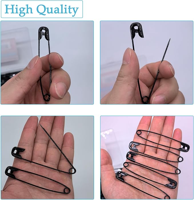 60PCS-3Inch Large Black Safety Pins, Rust-Resistant Nickel Plated Steel - Image 3