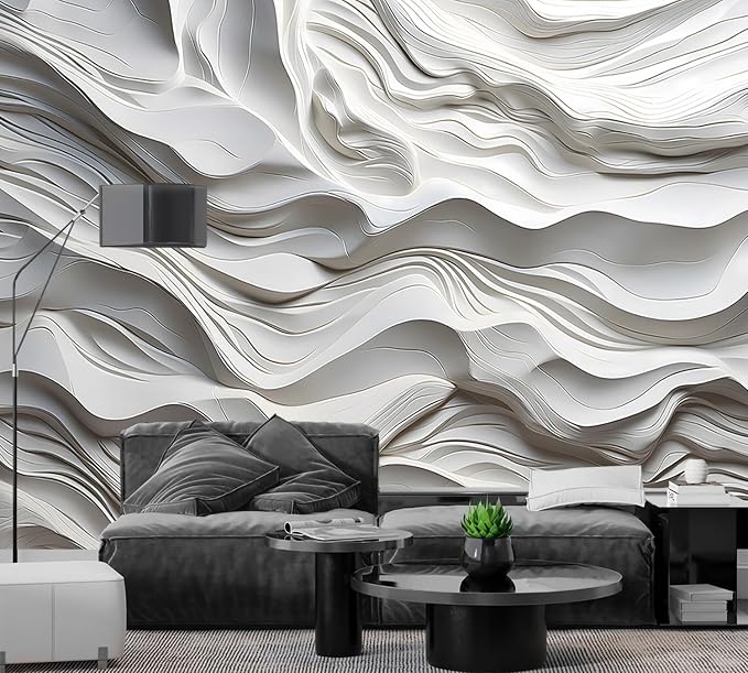 AFZEVEB-3D Stereo Relief Lines Living Room Background Wallpaper Mural 159"x107" by all