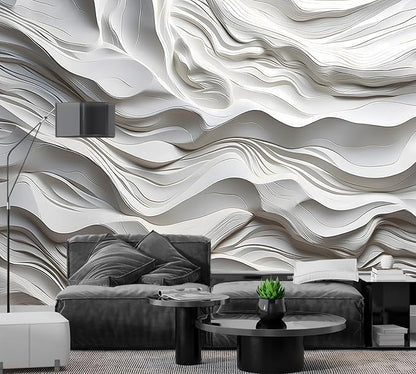 AFZEVEB-3D Stereo Relief Lines Living Room Background Wallpaper Mural 159"x107" by all
