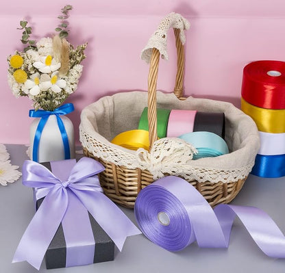 1 1/2 Inch Violet Solid Satin Ribbon, 50 Yards Craft Fabric Ribbon - Image 4