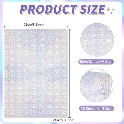 36 Sheets Holographic Sticker Paper, Holographic Laminate Sheets, A4 Size Clear - Image 2