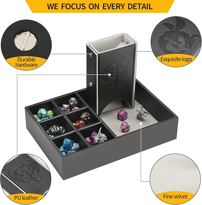 3 in 1 Dice Tray with Lid and Storage Tower, Portable Dice Box Holder - Image 5