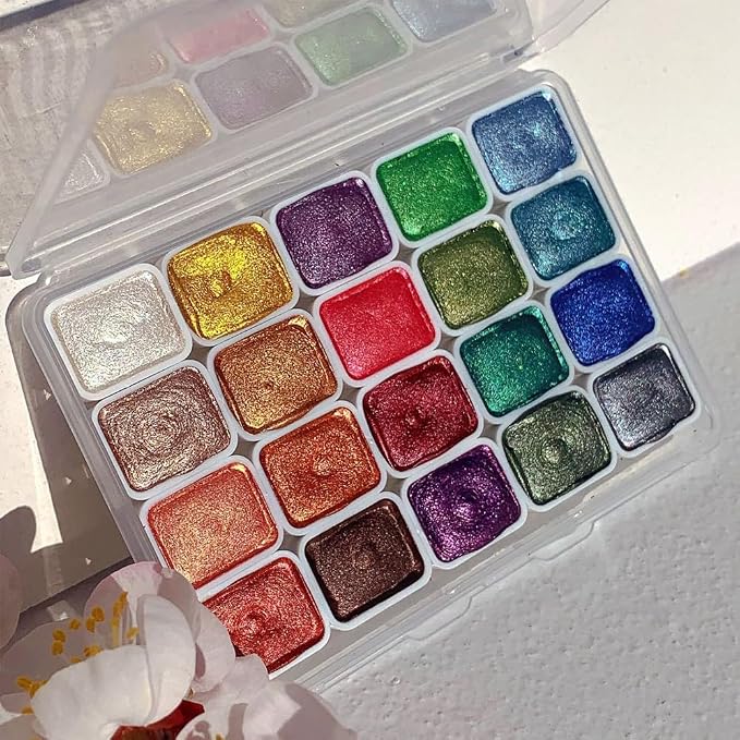 Metallic Glitter Watercolors, Glitter Watercolor Paint, Metallic Watercolor - Image 4