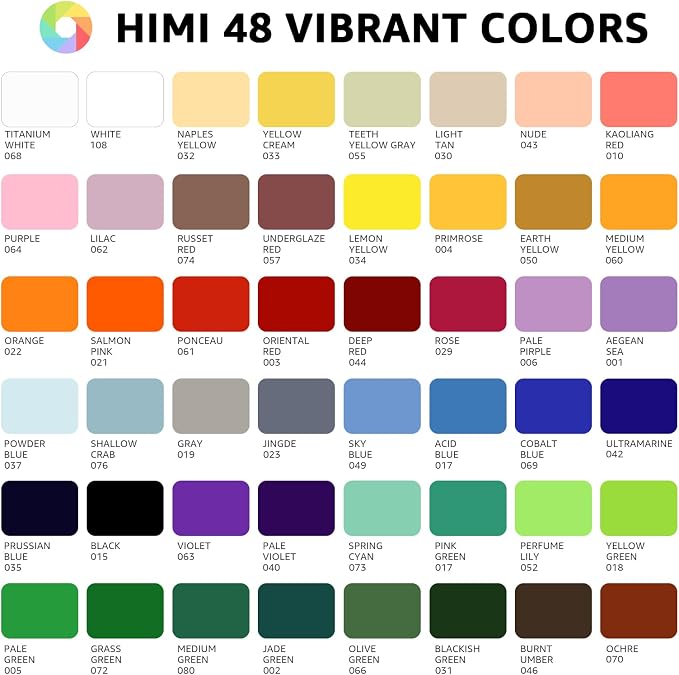 HIMI Gouache Paint Set, 48 Colors x 0.4oz, Twin Cup Jelly Design, bouns 3 - Image 2