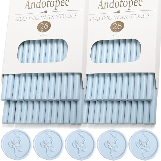 52pcs Pale Blue Sealing Wax Sticks, Andotopee Glue Gun Wax Seal Sticks by Andotopee