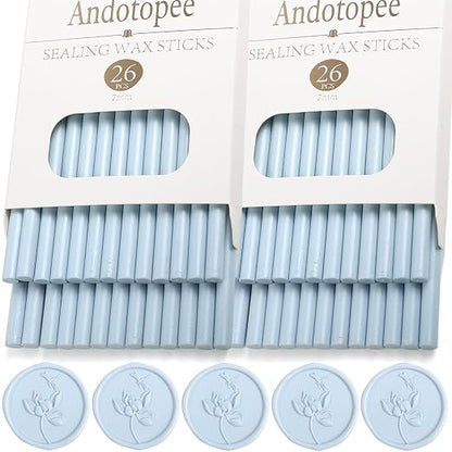 52pcs Pale Blue Sealing Wax Sticks, Andotopee Glue Gun Wax Seal Sticks by Andotopee