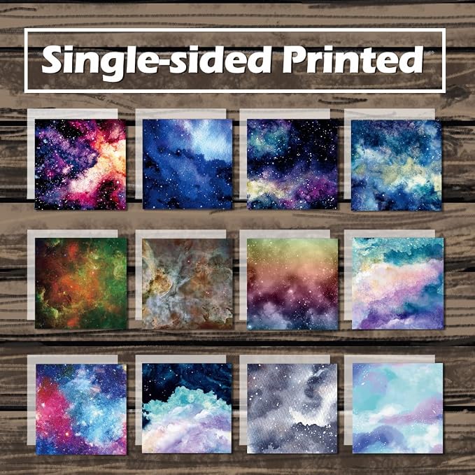 YASMEN Scrapbook Paper Pad, 24 Sheets Celestial Themed Mixture Colored Paper - Image 7