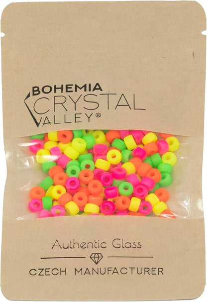 1.76 oz Mix of Big Pony Bagel Czech Glass Beads, 6mm Semi Matte Neon Mix - Image 7