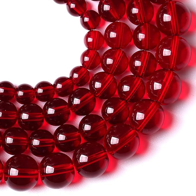 12mm Garnet Red Glass Crystal Beads Smooth Round Stone Beads - Image 2