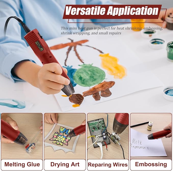 Mini Heat Gun 350W, 2-Temp Settings 392°F & 662°F, Fast Heat Hot Air Gun Tool - Image 6
