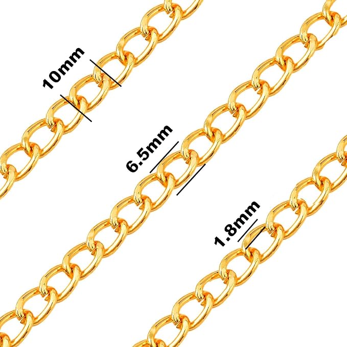 Jishi 16ft Aluminium Curb Chain Roll, Thick Twisted Chain Links, Jewelry Making - Image 2