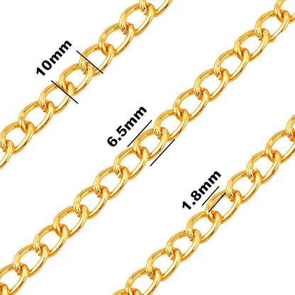 Jishi 16ft Aluminium Curb Chain Roll, Thick Twisted Chain Links, Jewelry Making - Image 2